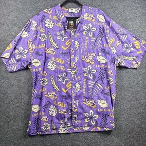 LSU Tigers Shirt Mens XXXL Purple NCAA Football Hawaiian Aloha Short Sleeve